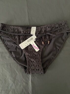 Freya Black Crochet Tie-Side Bikini Bottom - size L - NWT